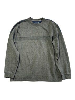 Xg Y2K Men's Sz Large Ribbed Long Sleeve Crewneck Gray Pullover Sweatshirt